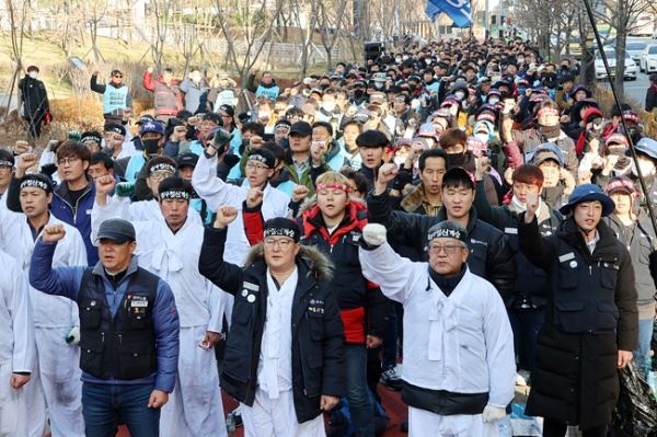 유성기업지회 투쟁 모습, 사진=이승환 기자