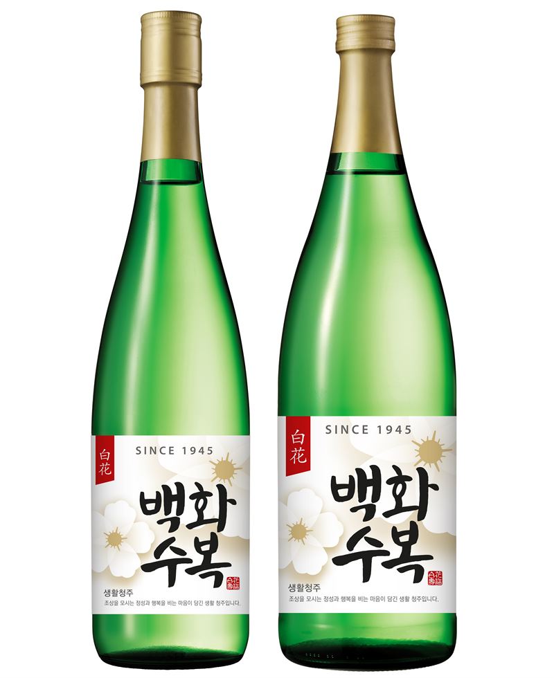 백화수복700mL(왼쪽), 백화수복1L.