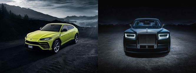 세계 최초 슈퍼 SUV 람보르기니 우루스(왼쪽)와 롤스로이스 팬텀 템퍼스 컬렉션. 각사 제공
