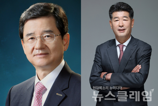 김선규 호반그룹 회장(왼쪽)과 진현기 신동아건설 사장. 각사 제공