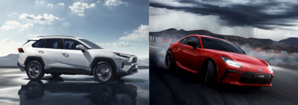 RAV4 하이브리드(왼쪽)와 GR86. 토요타코리아 제공
