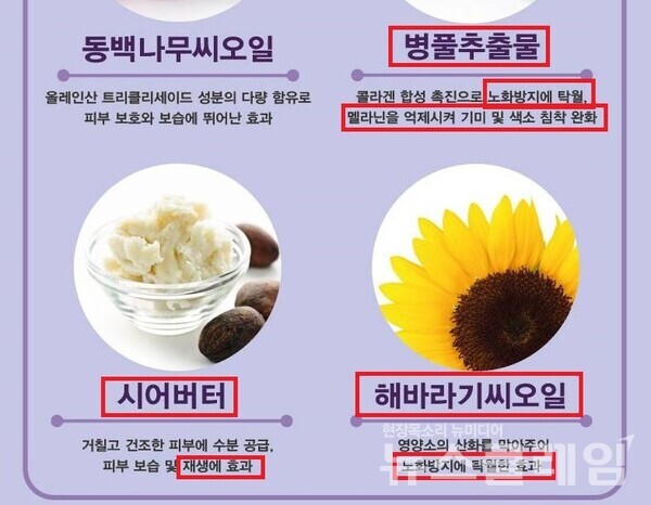 기능성화장품의 기능성 심사 결과와 다른 광고. 사진=식약처