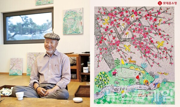 롯데홈쇼핑은 오는 27일 모바일TV 엘라이브에서 '제주생활의 중도' 시리즈로 유명한 이왈종 화백의 작품을 단독으로 선보인다. 사진=롯데홈쇼핑