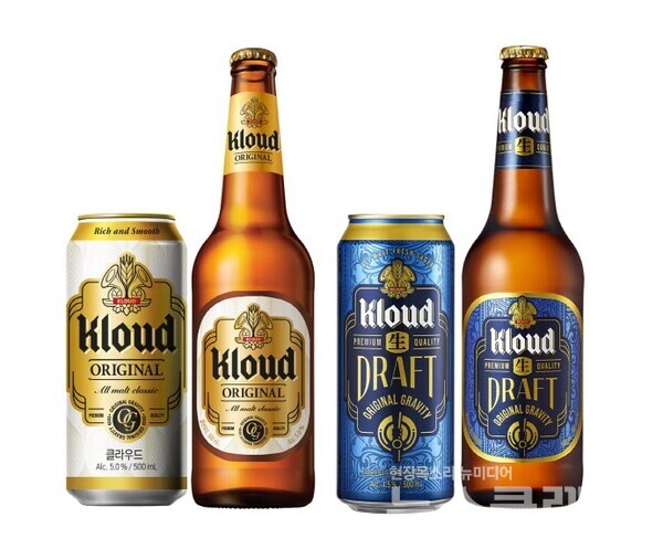 ‘클라우드’와 ‘클라우드 생 드래프트’. 사진=롯데칠성음료