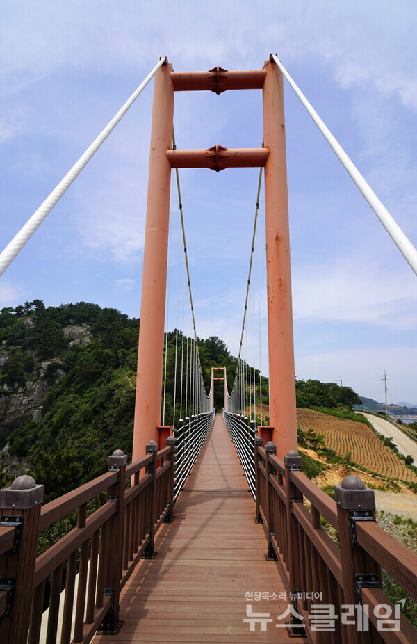 첫 출렁다리에서 나와 보니 남쪽 해안의 오솔길이 있었다. 숲으로 들어갔다 나오고, 오르고 내리기를 몇 번 반복하다 두 번째 출렁다리를 만났다. 오근식 객원위원