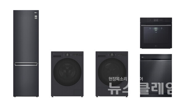 (왼쪽부터)LG전자 고효율 냉장고, 세탁기, 건조기, 인스타뷰 오븐(위), 식기세척기(아래). 사진=LG전자