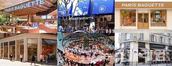 세계 각국의 파리바게뜨(회장 허영인) 매장. (왼쪽 위부터 시계방향으로)글로벌 500호점인 싱가포르 창이공항 T2랜드사이드점, 미국 캘리포니아 DTLA점, 중국 상하이 홍췐점, 프랑스 파리 샤틀레점, 인도네시아 자카르타 폰독인다몰점, 영국 런던 캔싱턴하이스트리트점. 사진=SPC(회장 허영인) 파리바게뜨