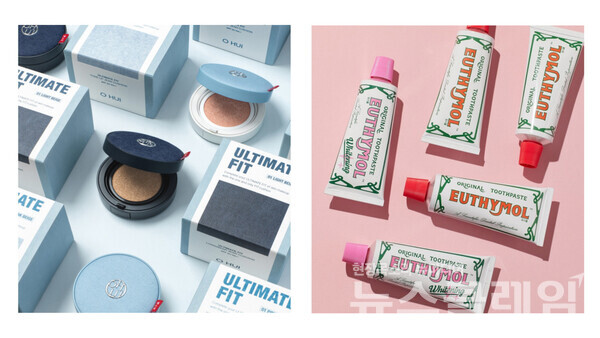 LG생활건강 오휘 진 쿠션, 유시몰 화이트닝 치약. LG생활건강 제공