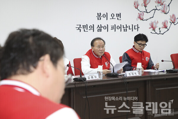 4일 오전 서울 여의도에 위치한 당사 회의실에서 열린 비상대책위원회의. 사진=국민의힘