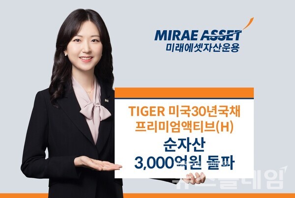 미래에셋자산운용(대표 최창훈, 이준용)은 ‘TIGER 미국30년국채프리미엄액티브(H) ETF(476550)’ 순자산이 3000억원을 돌파했다고 30일 밝혔다. 미래에셋자산운용 제공