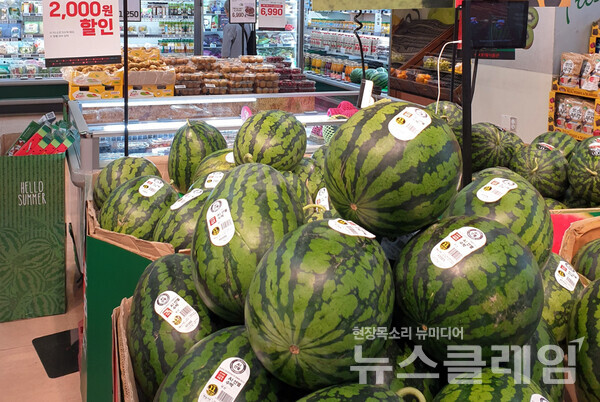 대형마트 수박 매대 전경. 사진=손혜경 기자