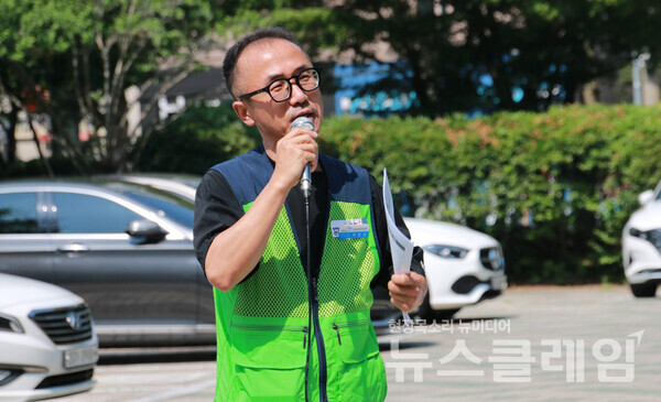 11일 오전 대구시교육청 본관 앞에서 열린 '폭염 대비 근본적인 대책 마련 촉구 기자회견'. 사진=민주노총 대구본부