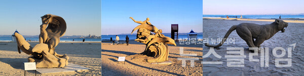 영일대해수욕장에 도착해 보니 백사장에서 행사가 있었는지 여러 모래조각작품이 전시되어 있었다. 사진=오근식 객원위원