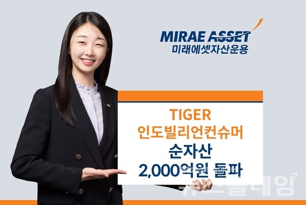 미래에셋자산운용(대표 최창훈, 이준용)은 ‘TIGER 인도빌리언컨슈머 ETF(479730)’ 순자산이 2000억원을 돌파했다고 11일 밝혔다. 미래에셋자산운용 제공