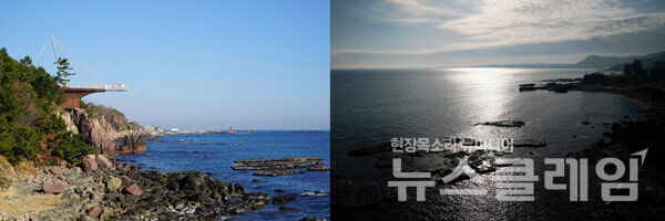 칠포항을 지나 마을을 돌아서면 바닷가에 해오름전망대가 있다. 과거 군사보호구역이었던 곳에 여행객을 위해 설치했다고 한다. 이곳에서 바라보는 먼 경치가 일품이었다. 사진=오근식 객원위원