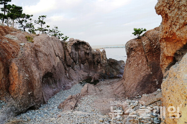 해파랑길18코스를 마치고 포항을 벗어나기 전 마지막 포항의 선물 같은 바위를 만났다. 사진=오근식 객원위원