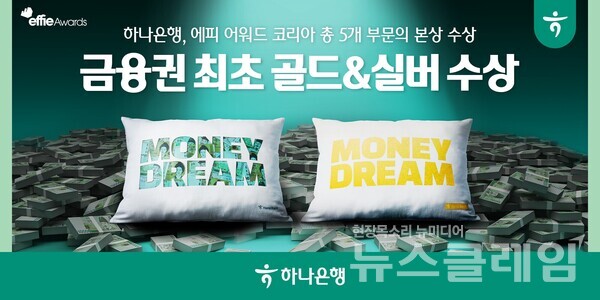 하나은행(은행장 이승열)은 하나원큐 '머니드림' 캠페인이 금융권 최초로, '2024 에피 어워드 코리아(Effie Award Korea)‘에서 '브랜드 콘텐츠, 엔터테인먼트‧경험 마케팅-브랜드 콘텐츠 및 엔터테인먼트 : 제품' 부문 금상을 포함한 총 5개 부문의 본상을 수상했다고 23일 밝혔다. 하나은행 제공