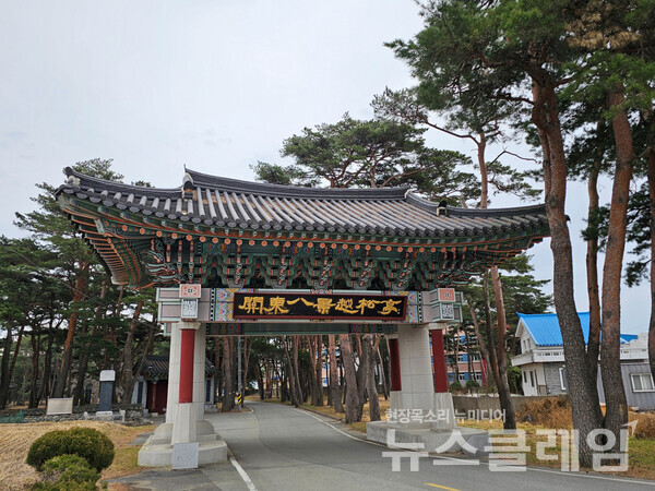 월송정이 있는 바닷가 솔숲으로 들어가는 입구의 대문이다. 순간 큰 절집의 일주문을 통과하는 느낌이 들었다. 사진=오근식 객원위원