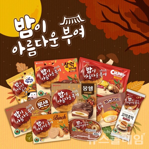 롯데웰푸드(대표 이창엽)는 충남 부여군과 협업해 출시한 가을 시즌 한정판 신제품인 ‘부여 알밤 시리즈 9종’이 출시 한 달 만에 완판을 앞두고 있다고 17일 밝혔다. 롯데웰푸드 제공