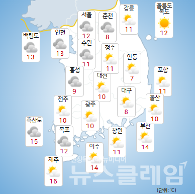 14일 오전 기상청 일기예보