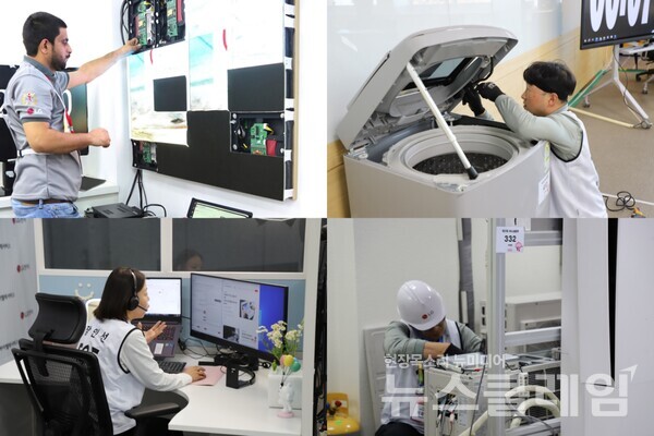 LG전자 서비스 매니저들이 글로벌 사업장 곳곳에서 열린 '2024 서비스 올림픽'에 출전해 수리 및 상담 역량을 뽐내고 있다. LG전자 제공