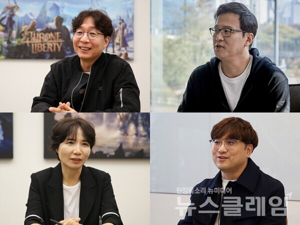 (좌측상단부터 시계방향으로)최문영 퍼스트스파크 게임즈 대표, 배재현 빅파이어 게임즈 대표, 서민석 루디우스 게임즈 대표, 이연수 엔씨 에이아이 대표. 엔씨소프트 제공