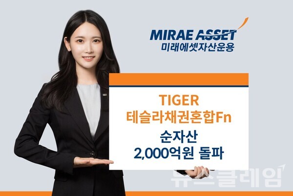 미래에셋자산운용(대표 최창훈·이준용)은 ‘TIGER 테슬라채권혼합Fn ETF(447770)’ 순자산이 2000억원을 돌파했다고 5일 밝혔다. 미래에셋자산운용 제공