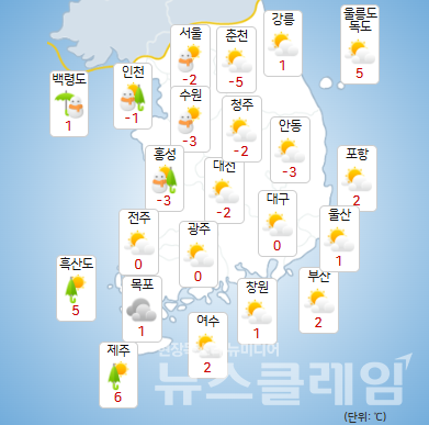 13일 오전 기상청 일기예보