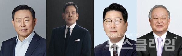 (왼쪽부터)신동빈 롯데 회장, 정용진 신세계그룹 회장, 정지선 현대백화점그룹 회장, CJ 손경식 회장. 롯데·신세계그룹·현대백화점그룹·CJ 제공 