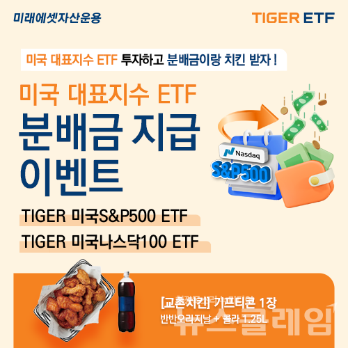 미래에셋자산운용(대표이사 최창훈, 이준용)은 ‘TIGER 미국 대표지수 ETF’ 2종의 분배금 이벤트를 진행한다고 22일 밝혔다. 미래에셋자산운용 제공