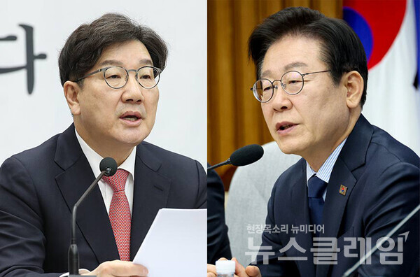 (왼쪽부터)국민의힘 권성동 원내대표, 더불어민주당 이재명 대표. 사진=국민의힘·더불어민주당