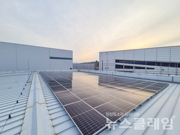 인천 중구에 위치한 현대면세점 제2통합물류센터 옥상에 설치된 태양광발전패널. 현대면세점 제공