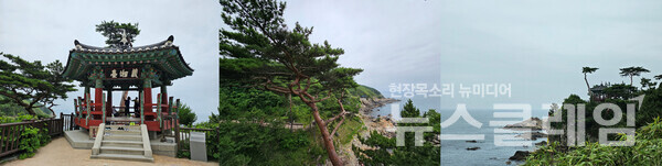 낙산사 의상대와 홍련암 일대는 일찍부터 관동팔경으로 알려지며 많은 사람이 흔적을 남겼다. 의상대 자체도 아름답지만, 의상대에서 바라보는 홍련암 해변의 경치는 곁의 소나무와 어울려 더욱 빛나고, 홍련암을 향해 걸으며 뒤돌아본 의상대 역시 아름다움의 우열을 가릴 수 없었다. 사진=오근식 객원위원