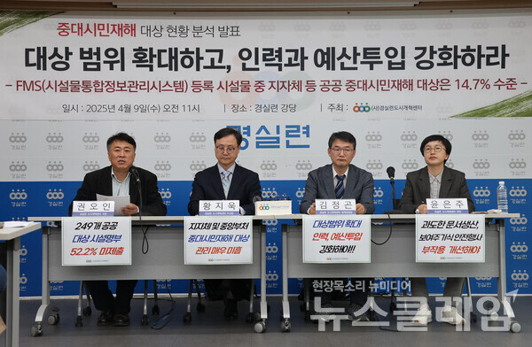 9일 오전 경실련 강당에서 진행된 '중대시민재해 대상 현황 분석발표'. 사진=경실련 