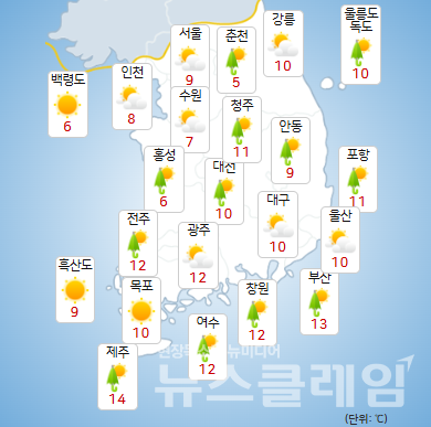 10일 오전 기상청 일기예보