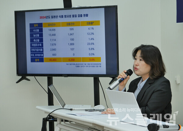 17일 오전 서울 종로구 환경운동연합에서 진행된 '2024년 일본산 농수축산물 방사능 오염 실태 분석 보고서 발표 기자회견'. 사진=환경운동연합