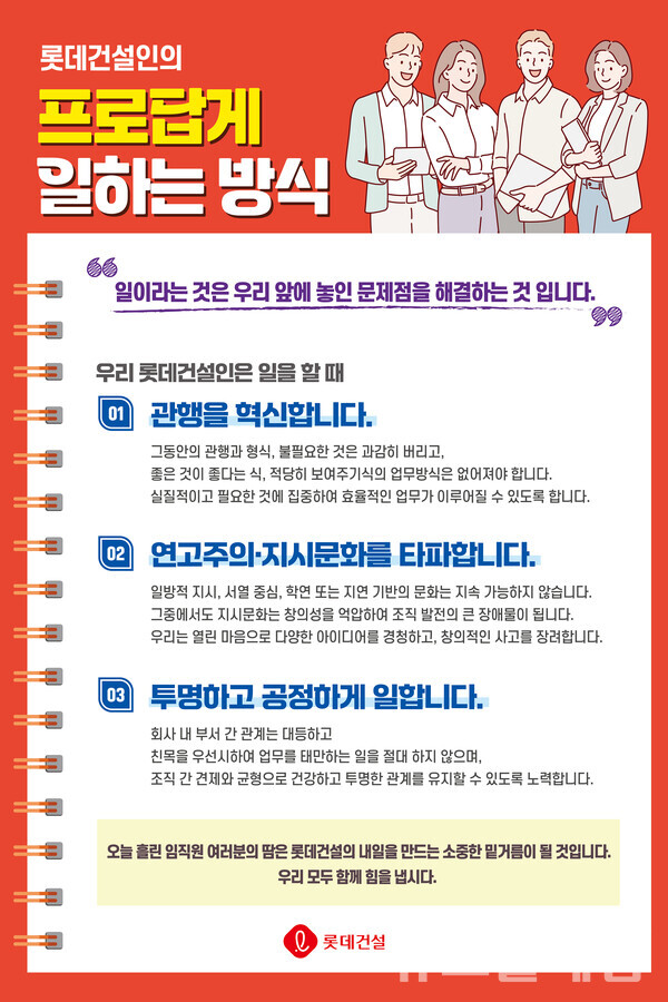롯데건설 프로답게 캠페인 포스터. 롯데건설 제공