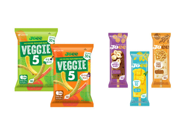 조이(Joee) ‘베지5’, ‘크리미바’ 제품 패키지. 롯데웰푸드 제공