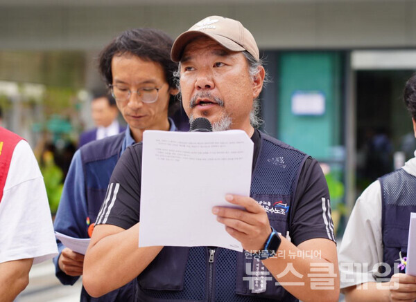 26일 오전 국정기획위원회 앞에서 개최된 '628 공공운수노조 비정규직 노동자들이 투쟁하는 이유' 기자회견. 사진=공공운수노조