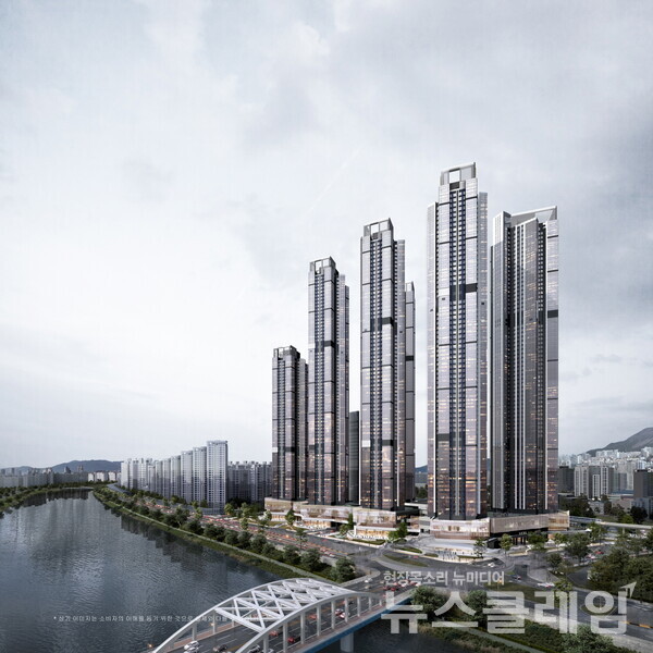 르엘 리버파크 센텀 정면 투시도. 롯데건설 제공