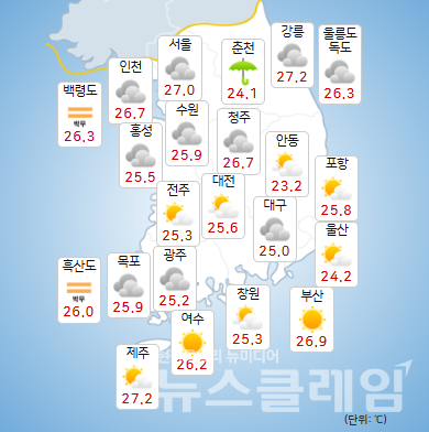 기상청 일기예보에 따르면 18일 오후부터 밤 사이 경기북부와 강원북부내륙에는 강한 비가 내리는 곳이 있겠다. 사진=기상청