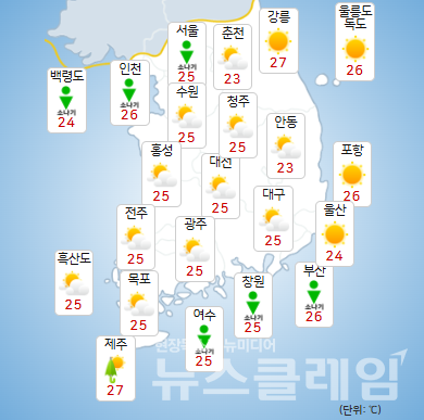 기상청 일기예보에 따르면 21일 전국에 구름이 많겠고 곳곳에 소나기가 내리겠다. 사진=기상청