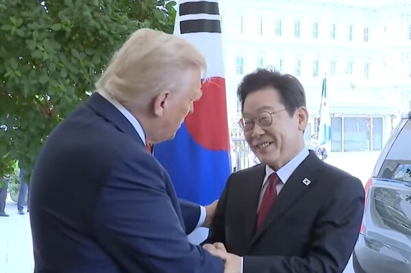 한미정상회담 직전 모습. 사진=방송갈무리