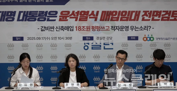 17일 오전 경실련 강당에서 진행된 '매입임대주택 실태 분석결과 발표 기자회견'. 사진=경실련
