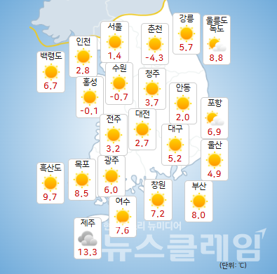 기상청 일기예보에 따르면 21일 전국 내륙을 중심으로 서리가 내리고, 전라권과 경남서부내륙을 중심으로 가시거리 1km 미만의 안개가 끼는 곳이 있겠다. 사진=기상청